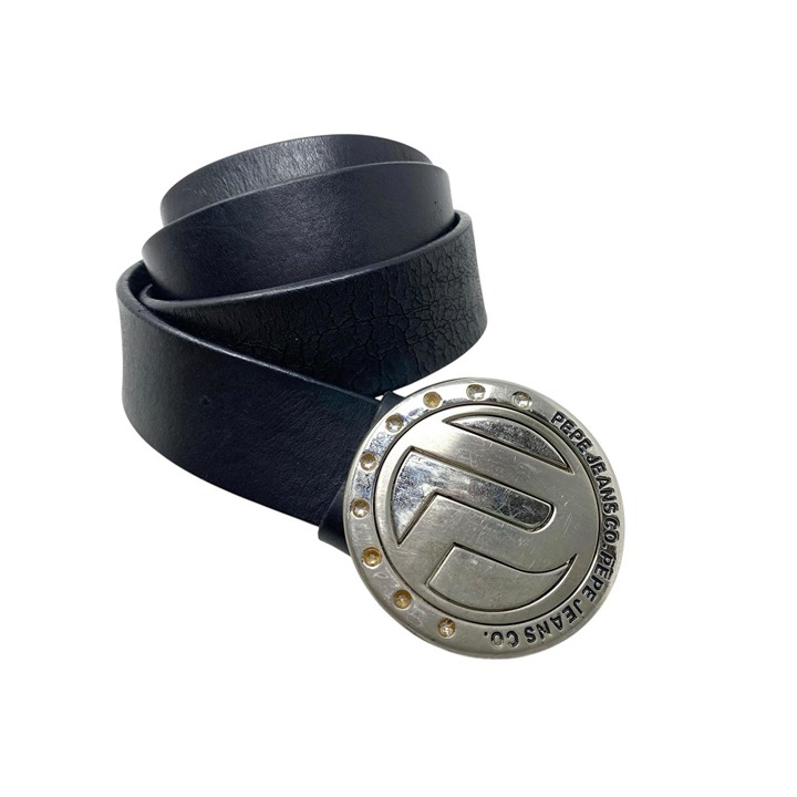 VTG Pepe Jeans London Mens Genuine Leather Belt 90's Hip Hop Retro Buckle Logo L