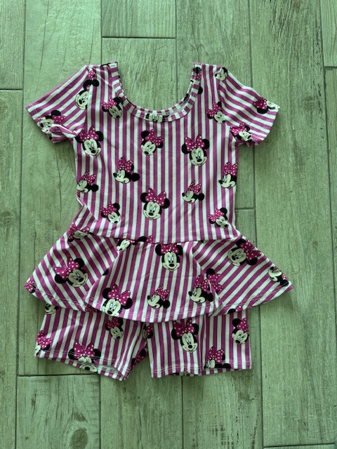 NWOT Wild Rich Kids Disney Minnie Mouse Striped skirted romper 9/10