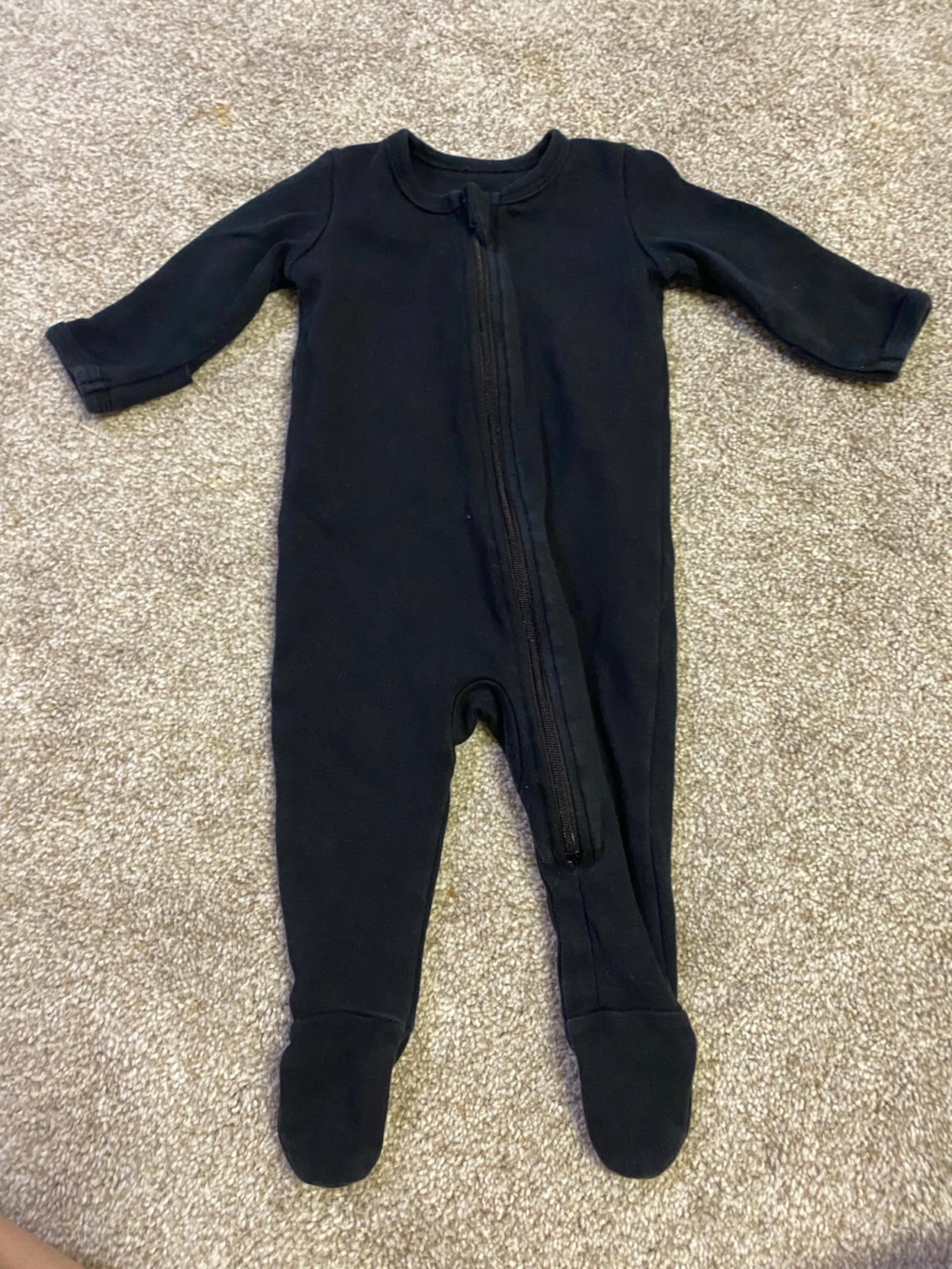 Organic black baby onesie