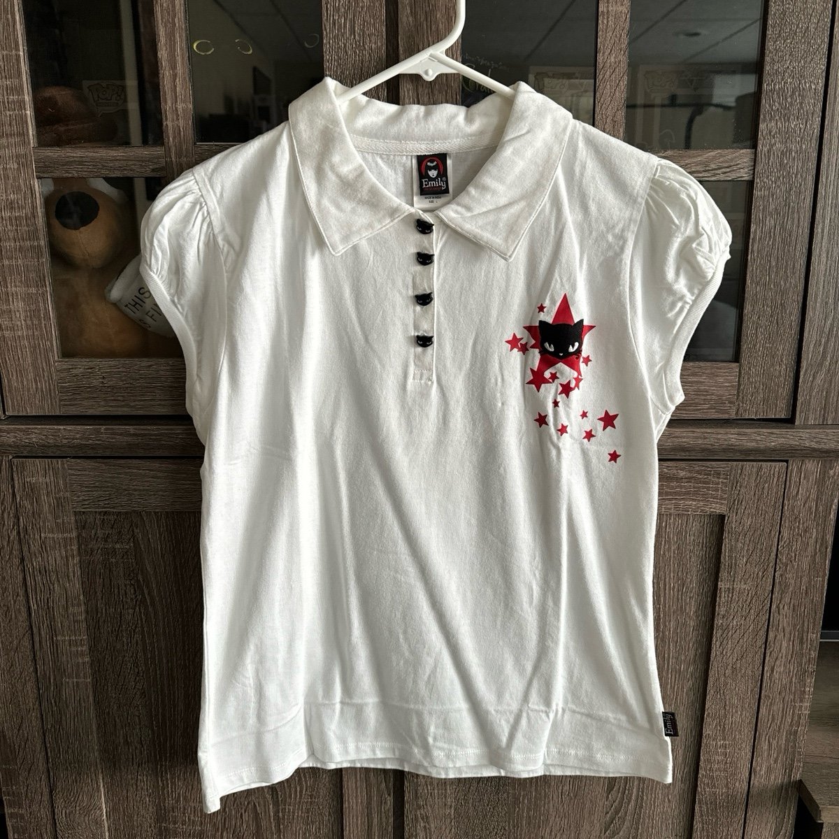 NWOT RARE! 2006 Emily The Strange Mystery polo Shirt size L