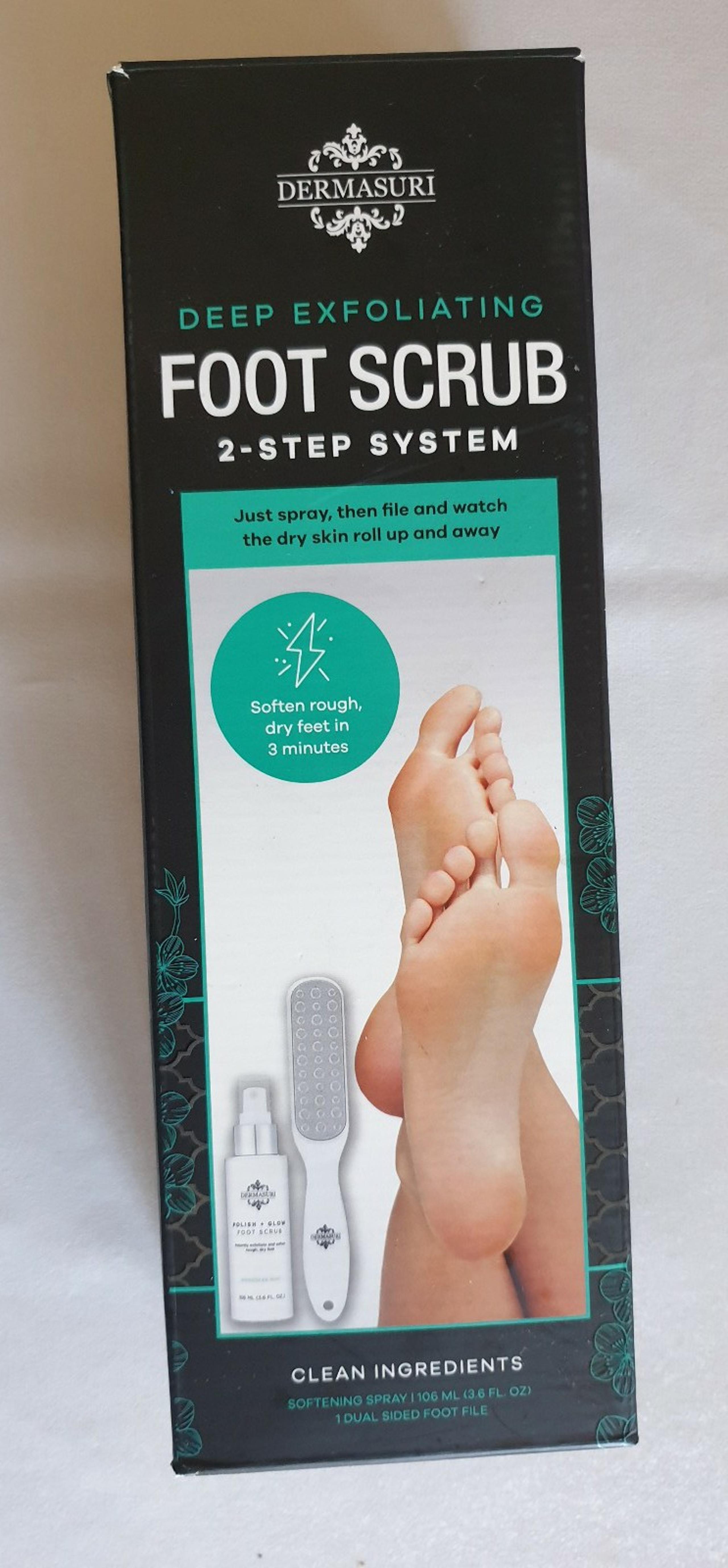 Dermasuri Deep Exfoliating Foot Scrub 2-Step System, 1 Set / Opened Package