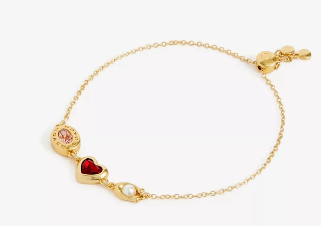 Coach Signature Stone And Heart Slider Bracelet NEW