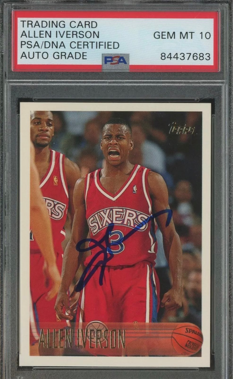 1996 Topps Allen Iverson Signed Rookie Card PSA 10