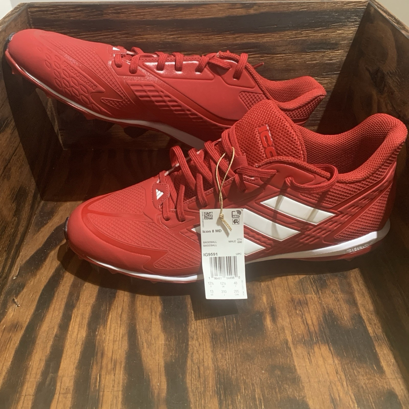 Adidas Icon 8 MD Rubber Baseball Cleats Mens 13 Red IG9591 NWT No Box