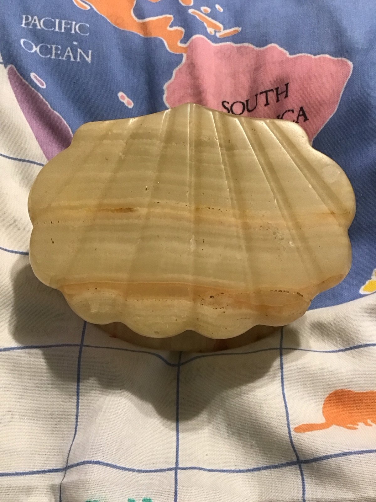 Vintage Marble Shell Dresser Box - jewelry box, ring box, vanity, stone, neutral