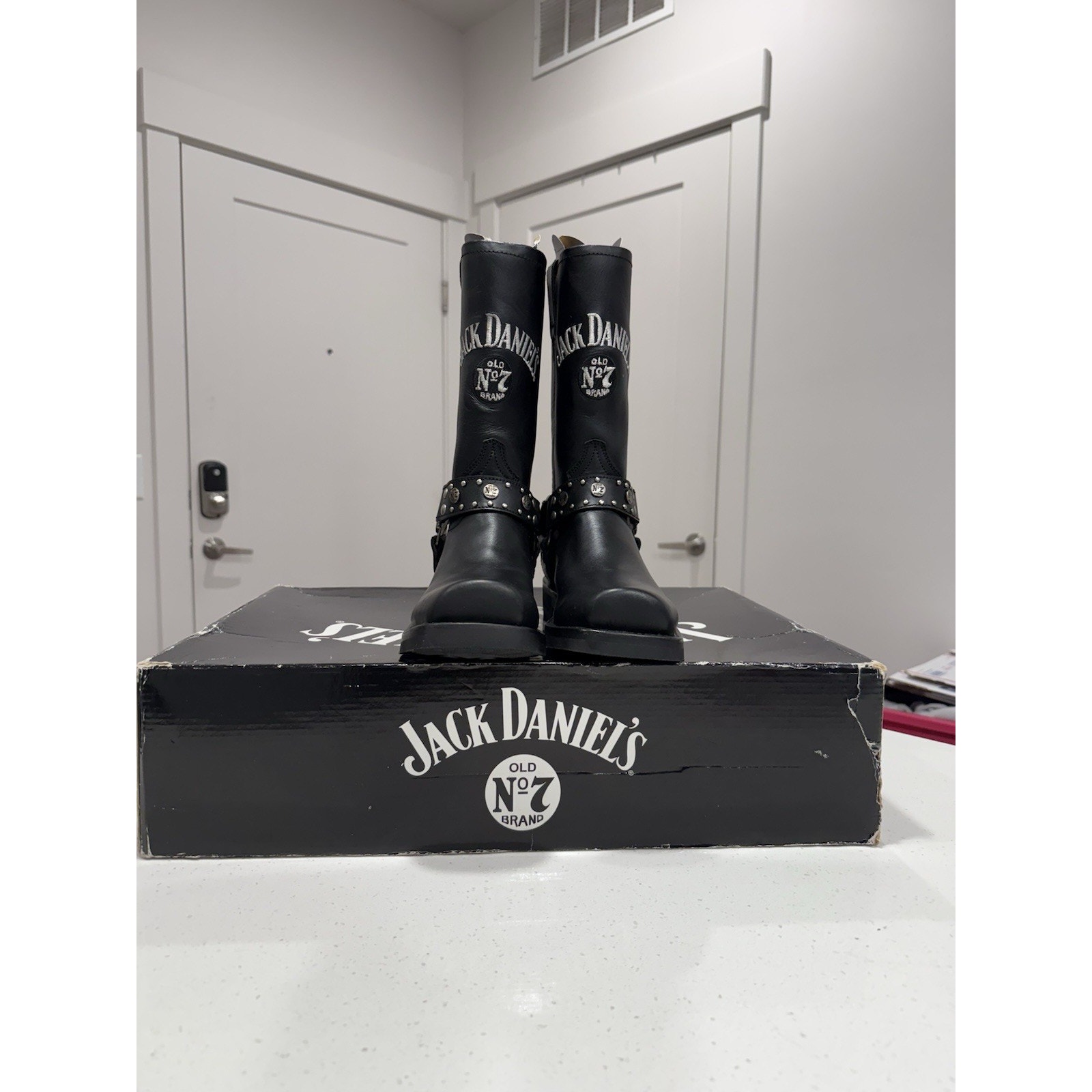 Jack Daniels Square Toe Boots Black Leather