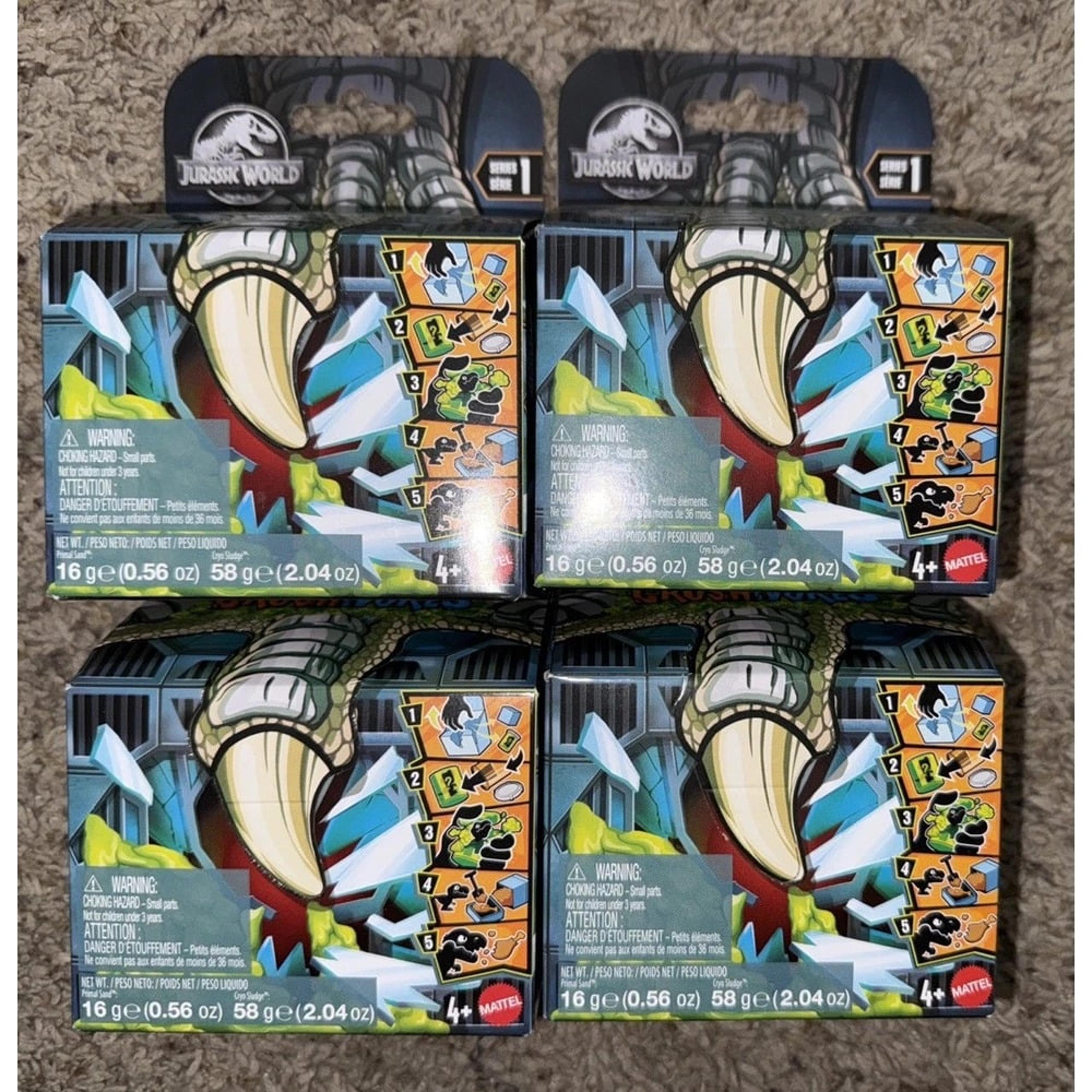 4 Jurassic World Crushivores Series 1 Mattel Primal Sand & Surprise Dino New!