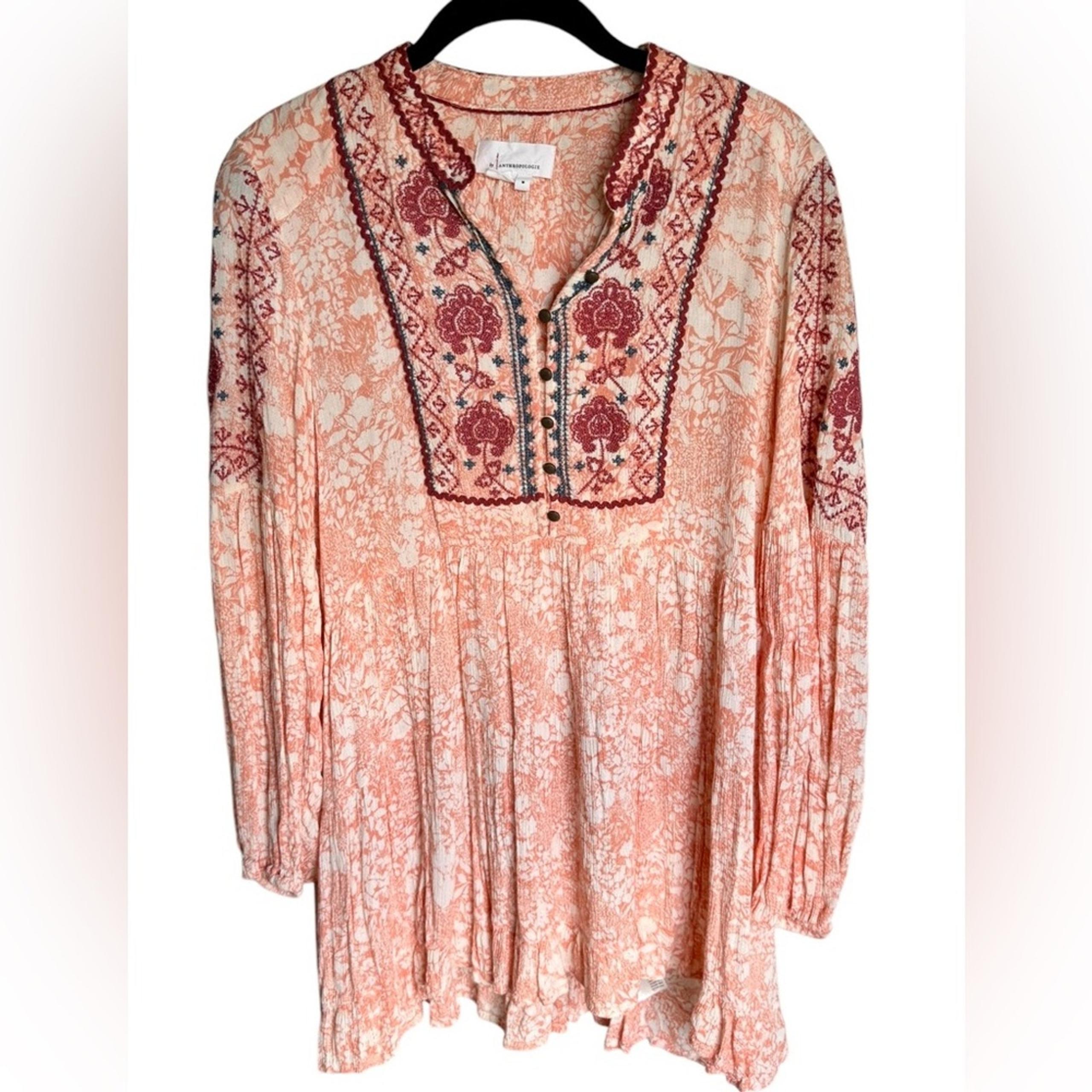 Anthropologie Claudia Embroidered babydoll tunic size medium