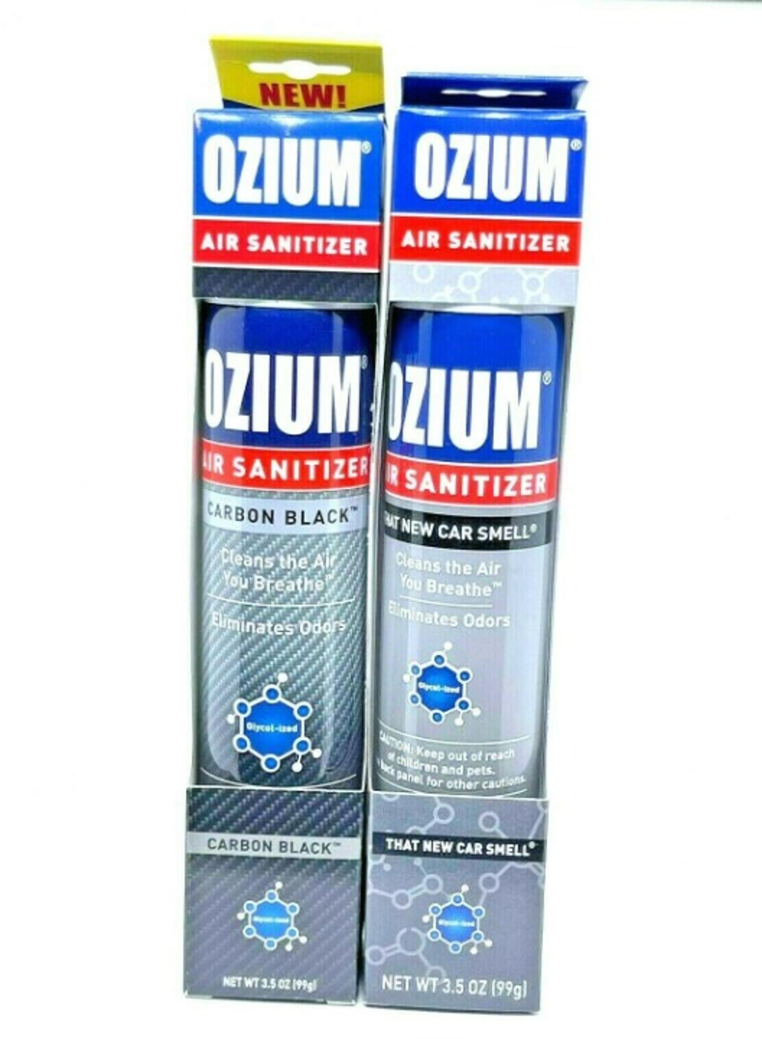 OZIUM ELIMINATES ODORS AIR SANITIZER 3.5 OZ CARBON BLACK & THAT NEW CAR SMELL