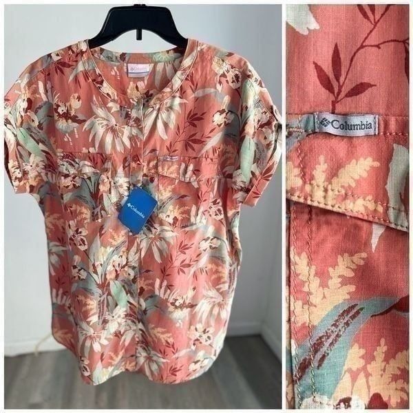 Columbia Shirt Blouse Large Floral NWT