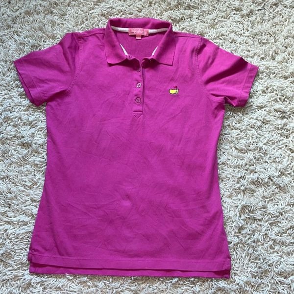 Women’s Magnolia Lane Masters Pink Pima Cotton Blend Short Sleeve Polo Shirt Sma