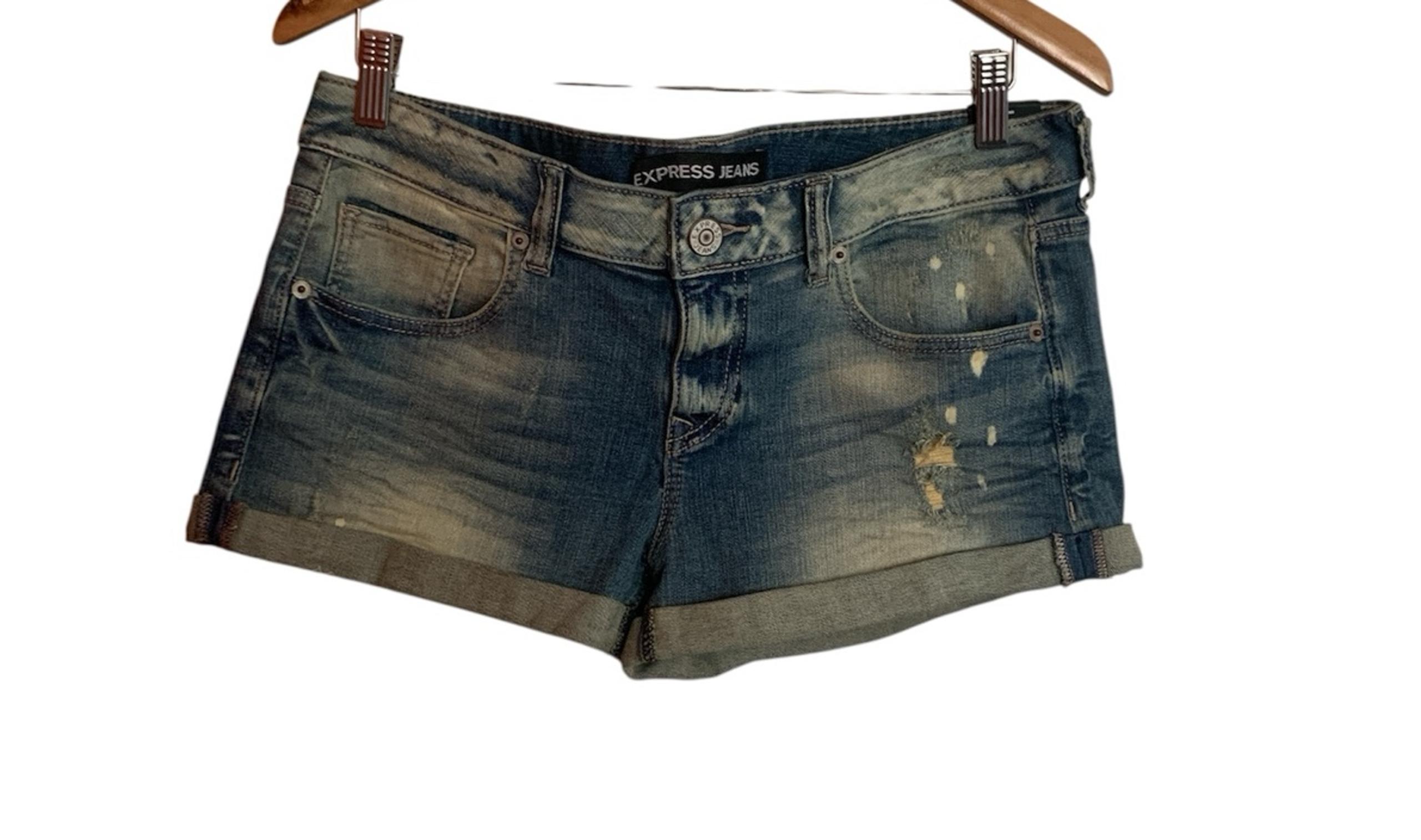 Express Blue Jean Shorts Distressed Cuffed Casual Women 8