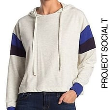 PROJECT SOCIAL T Women’s Top Activewear Hoodie Pullover Color Block Long Sleeve