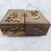 Vintage metal trinket jewelry box velvet lined pearl inlay art deco accordion