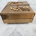 Vintage metal trinket jewelry box velvet lined pearl inlay art deco accordion