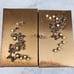 Vintage metal trinket jewelry box velvet lined pearl inlay art deco accordion
