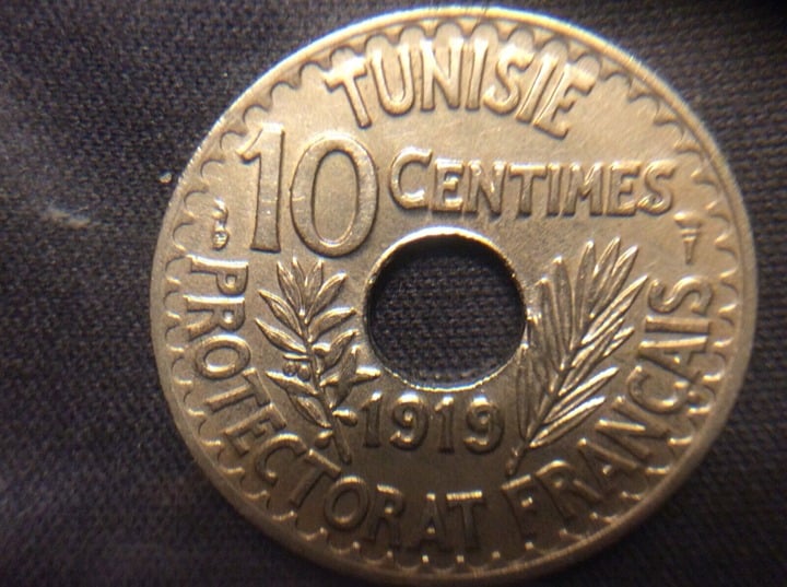 1919 A, TUNISIA, 10 CENTIMES