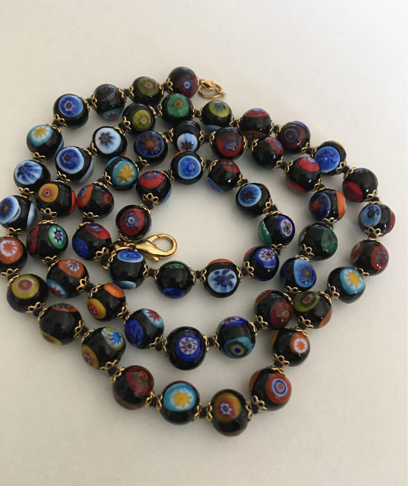 Vintage Millefiori Italian Glass Bead Necklace