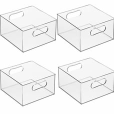 Set of 4 Clear Stackable Storage Organizer Container Bin, Hallway, Bedroom, Line