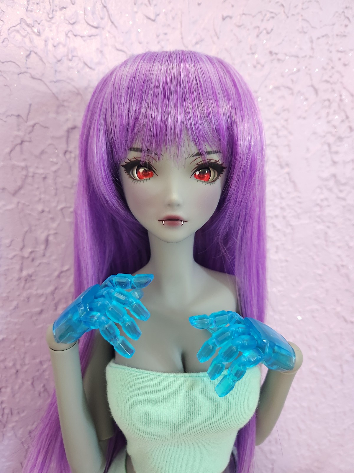 Smart doll evolve hands clear blue 3d resin printed.