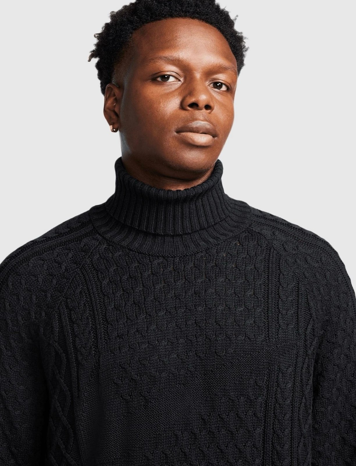 Nike Life Men's Cable Knit Turtleneck Sweater Black - Turtleneck