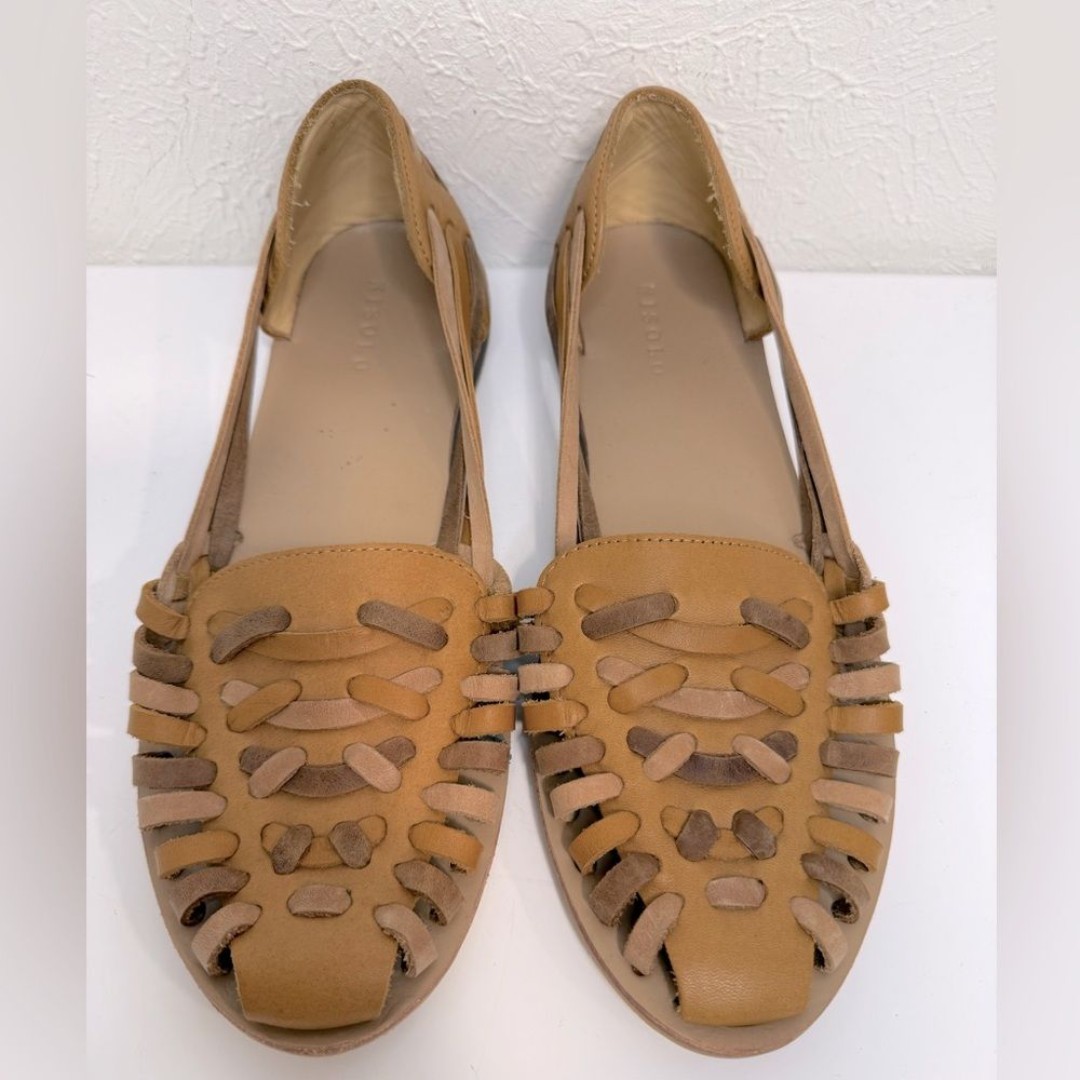 Nisolo traditional women’s huarache sandal, almond and brown multicolor, size 9