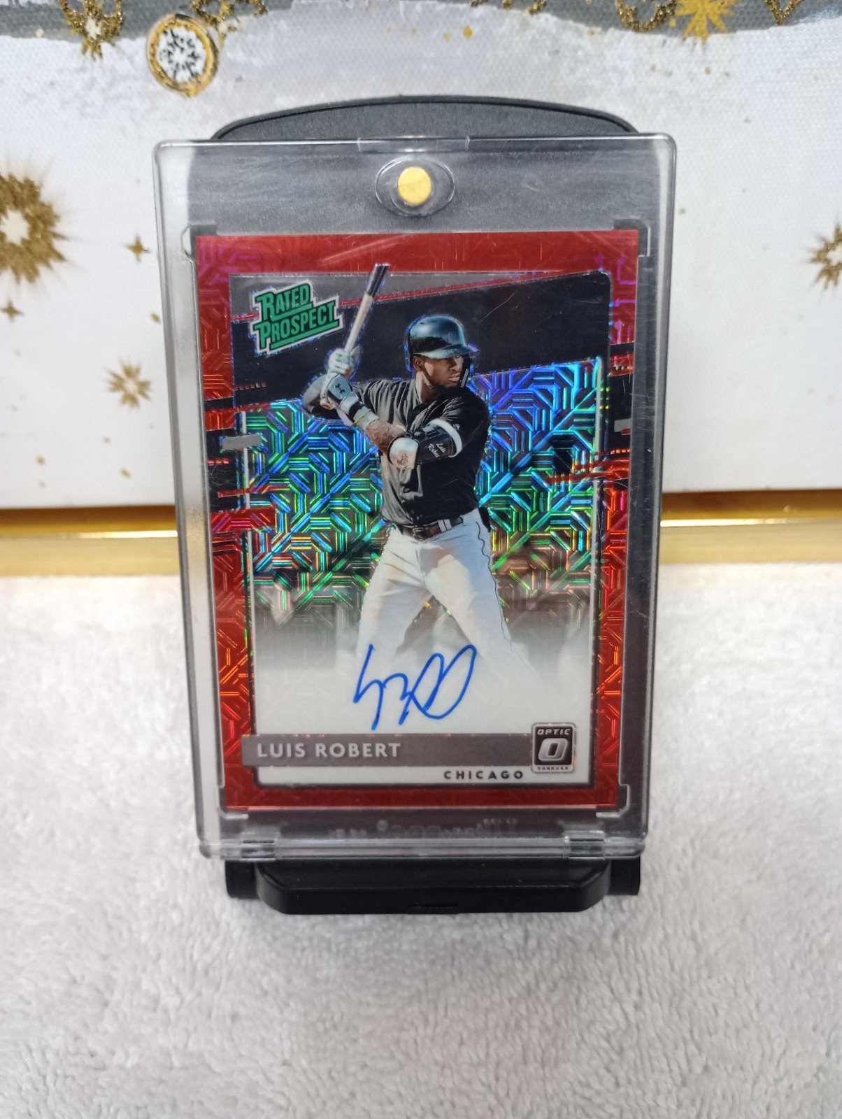 LUIS ROBERT AUTOGRAPHED RATED PROSPECT 27/99 RED MOJO PRIZM CARD