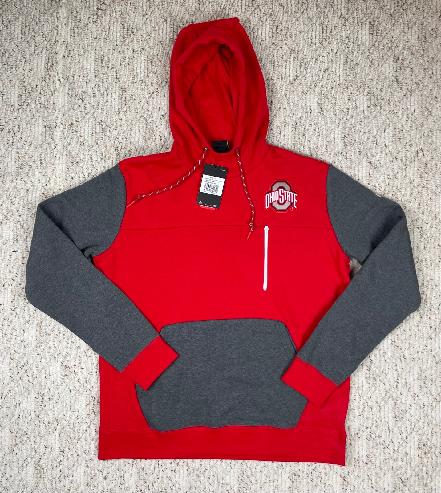 Sz XL Men’s Nike Ohio State Buckeyes Color Block Fleece Hoodie Sweatshirt Red