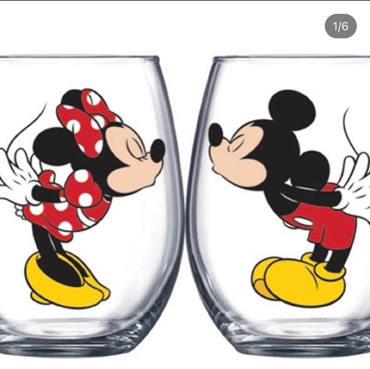 Mickey and Minnie Mouse wine glass