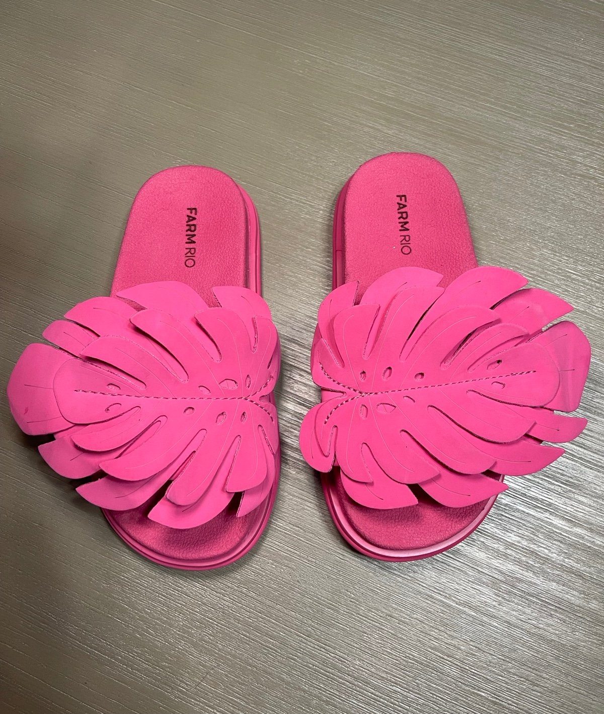 Farm Rio Pink Monstera Anatomic Leaf Slide Sandal