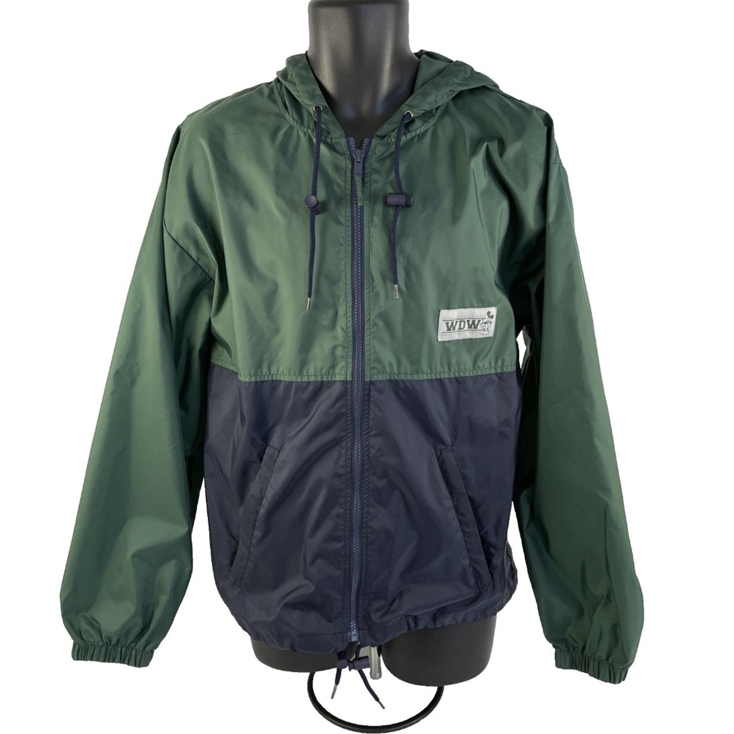 Vtg Mens Walt Disney World Full Zip Windbreaker Jacket Sz S Green Blue