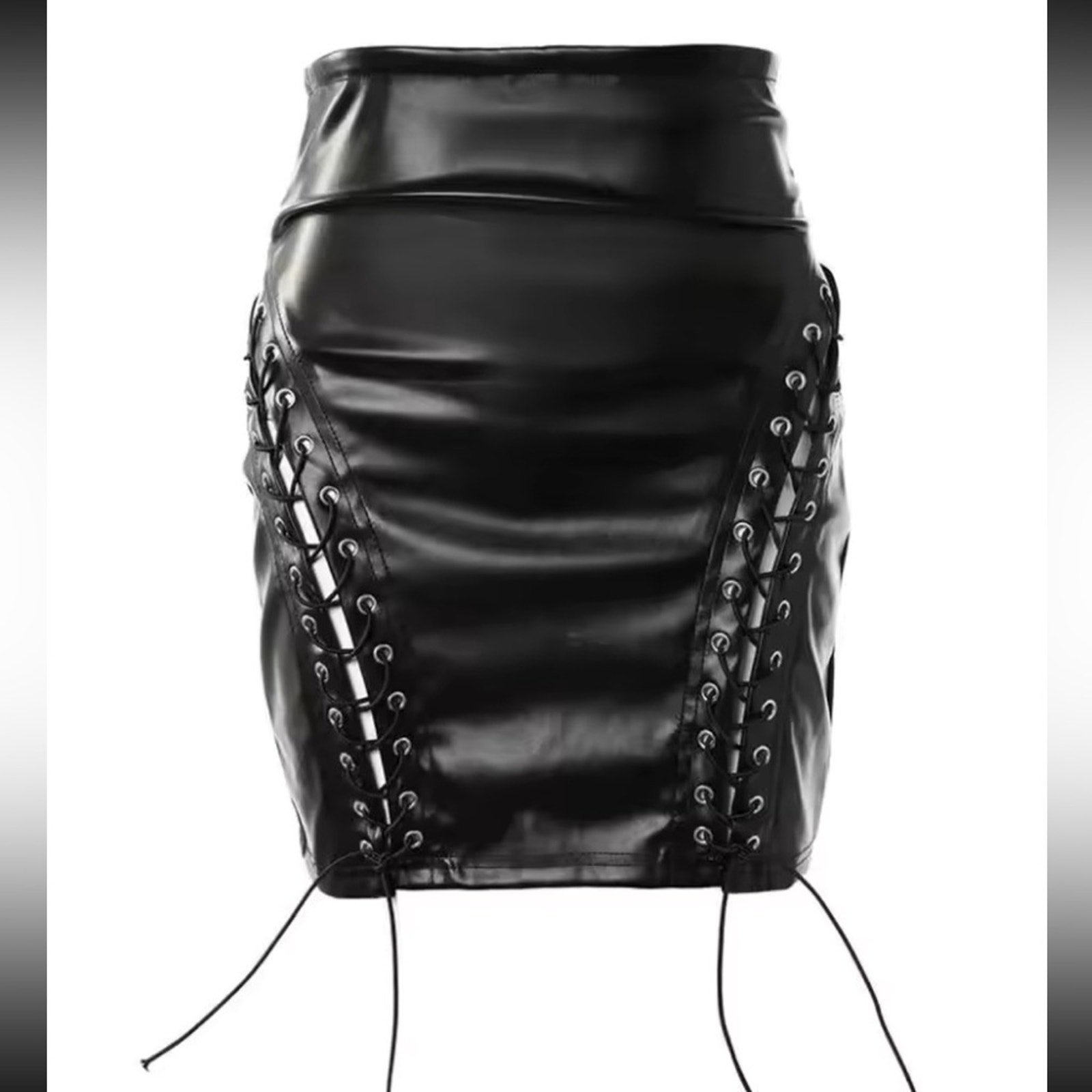 Ultra High Waist Leather Lace Up Sexy Mini Skirt