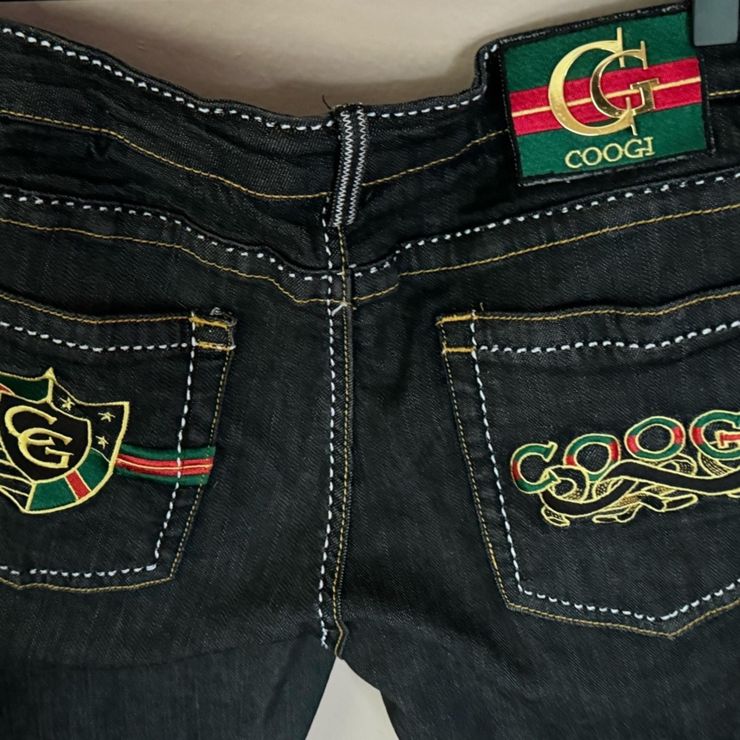 COOGI Jeans Rainbow Embroidered Spellout Dark Blue Wash 16R