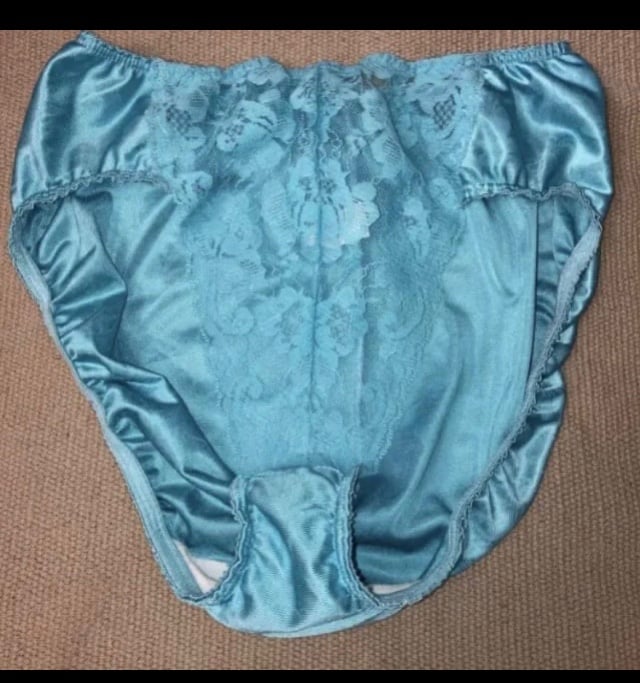 Vintage Satin Floral Jacquard lace front high cut leg Sissy Panties S M