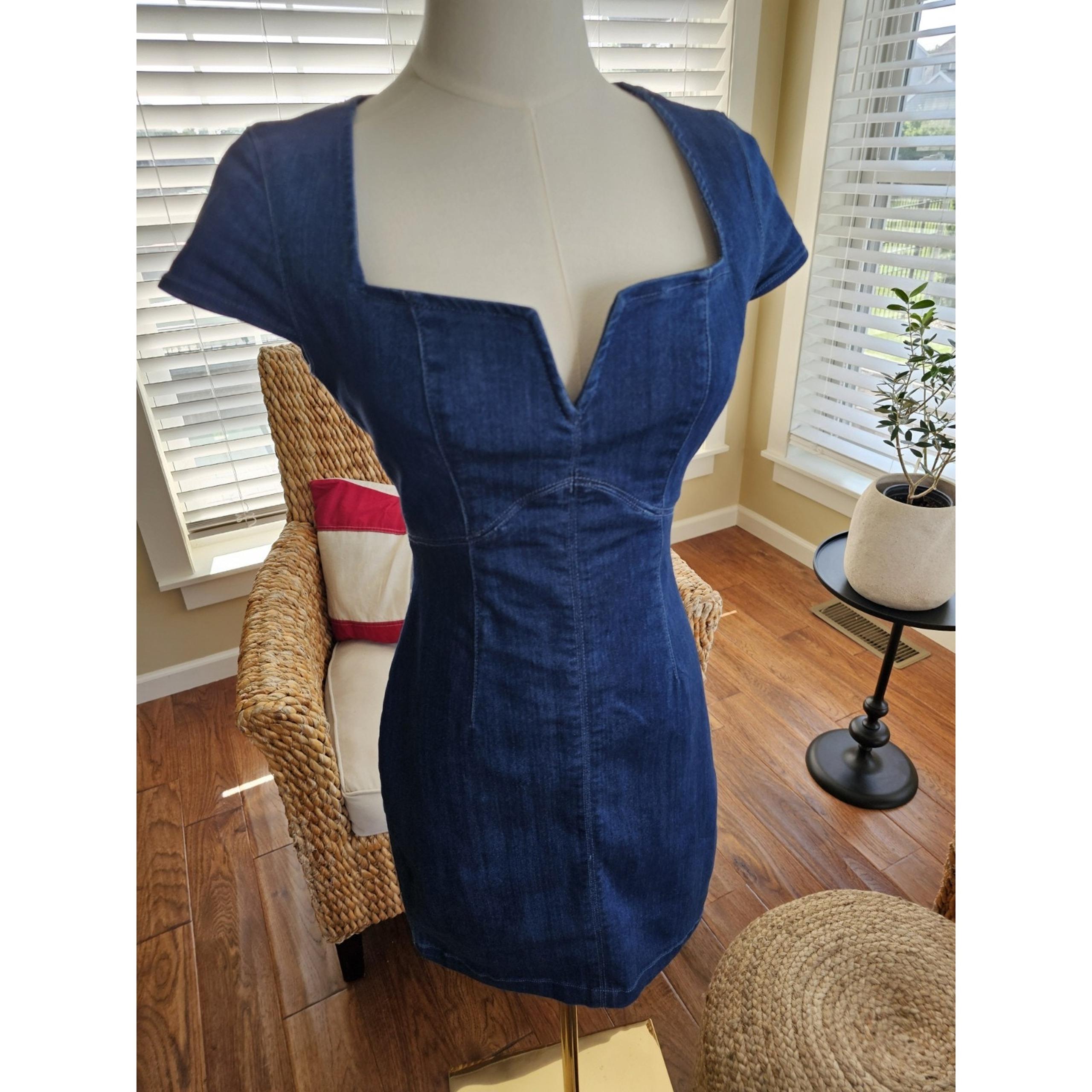 Guess Los Angeles Denim Jean Mini Dress Women's Size S Y2K Party Bodycon