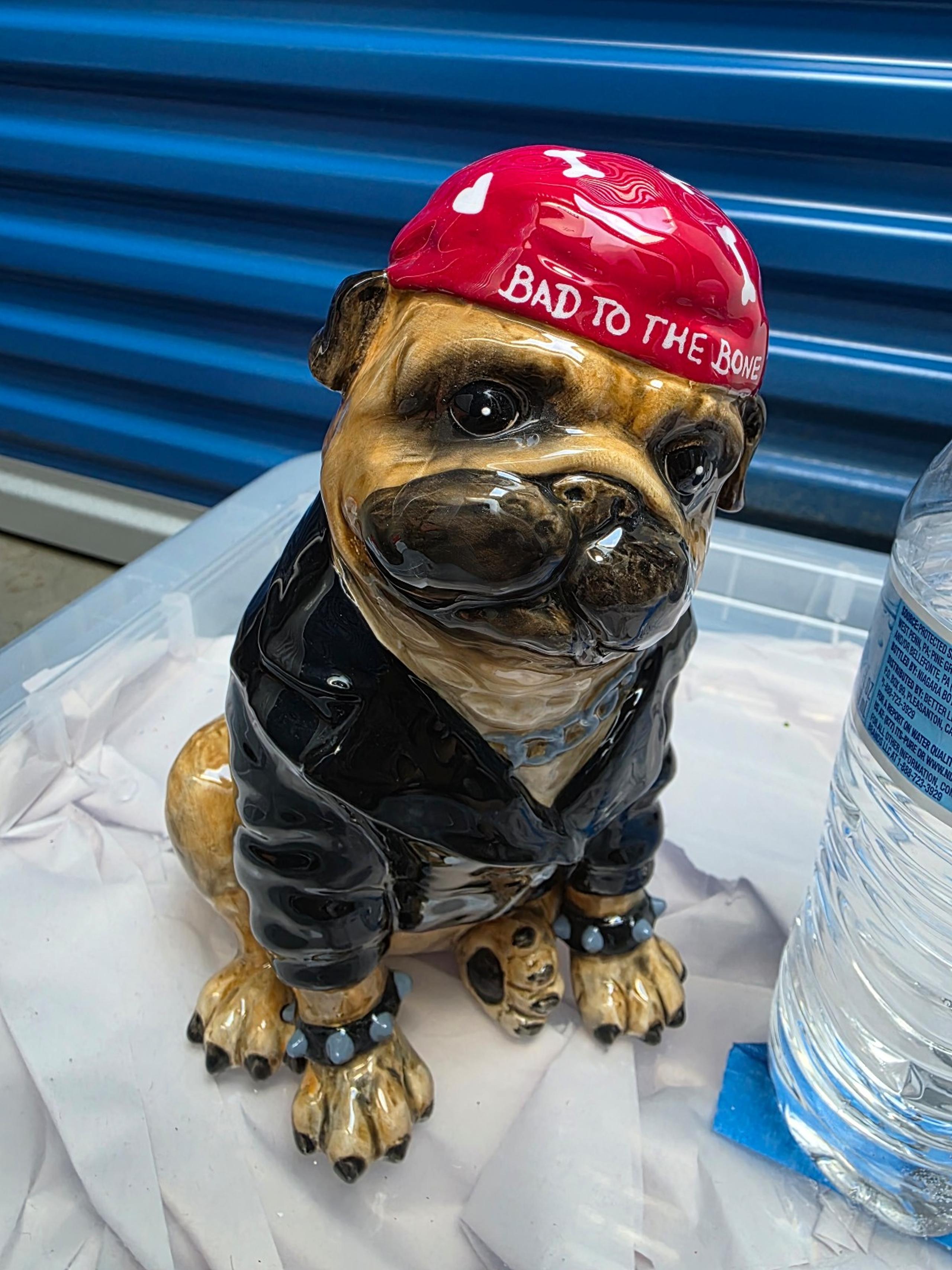 Pug Blue Sky Vlayworks Biker Pug Bad to the Bone