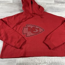 NWT Women's Kansas City Chiefs Cuce Red Crystal Logo Cropped Pullover Hoodie 3X