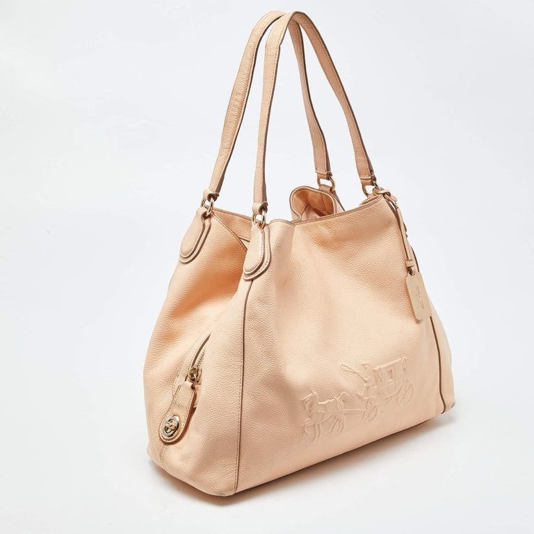 Coach Edie Tote Shoulder Bag Peach Cream