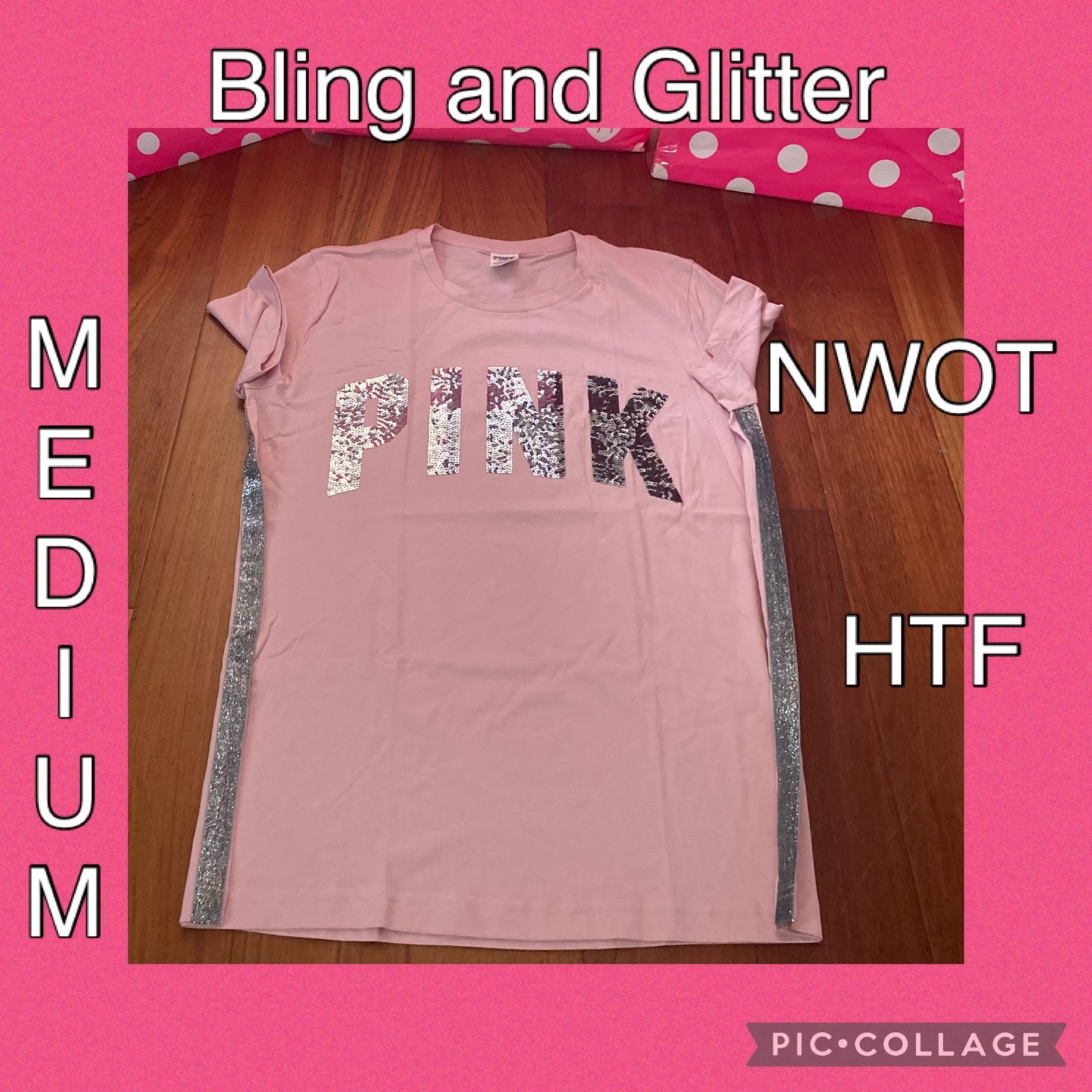 VS PINK BLING and Glitter Shirt - MEDIUM