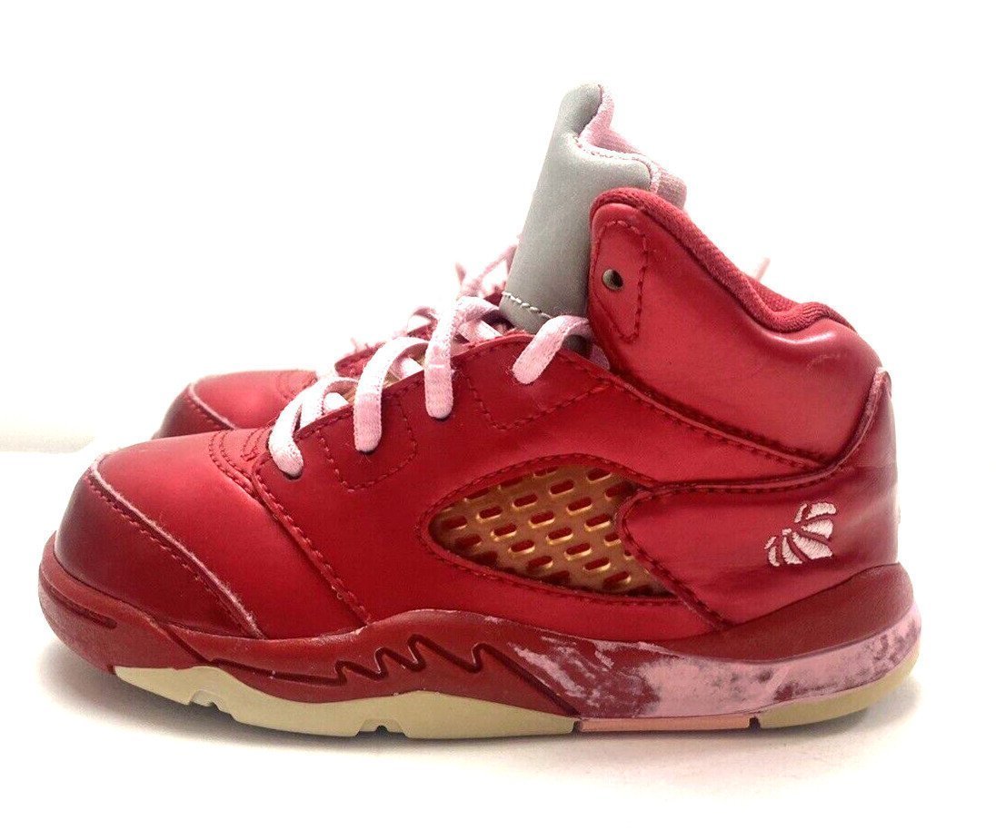 Nike Air Jordan 5 Retro (TD) Valentines Day Sz 6.5C Toddler 440890-605 Red Pink