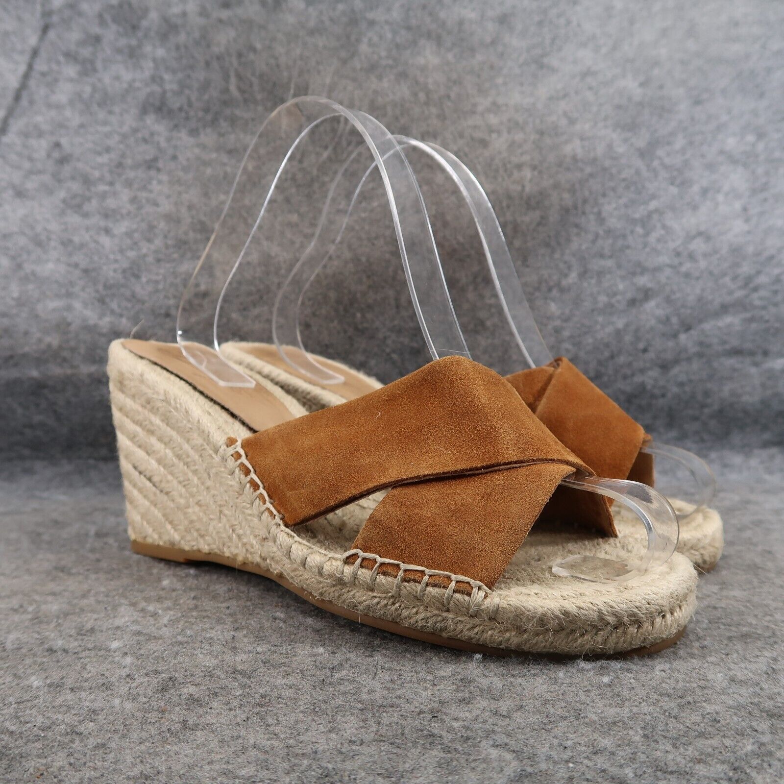 Bettye Muller Shoes Womens 8 Sandals Wedge Espadrille Slip On Leather Crisscross