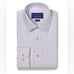 David Donahue Dobby Check Dress Shirt in White/Blue/Orange Size 16