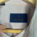 David Donahue Dobby Check Dress Shirt in White/Blue/Orange Size 16