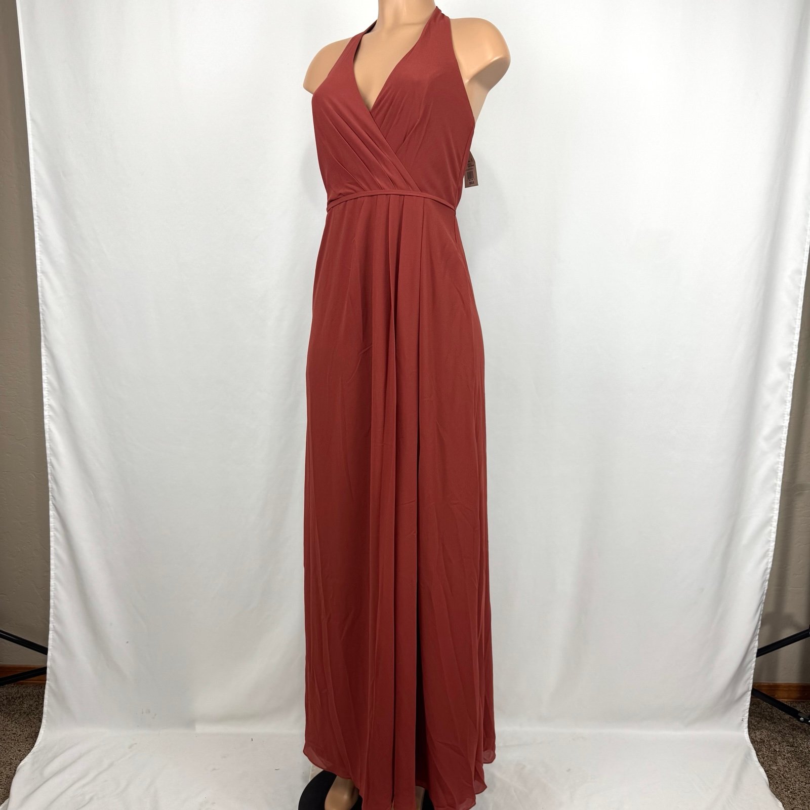 Davids Bridal Celebrate DB Studio Sz 6 Cinnamon Formal Bridesmaid Dress Halter