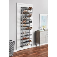 12-Tier Over The Door Shoe Rack, Metal, Gray