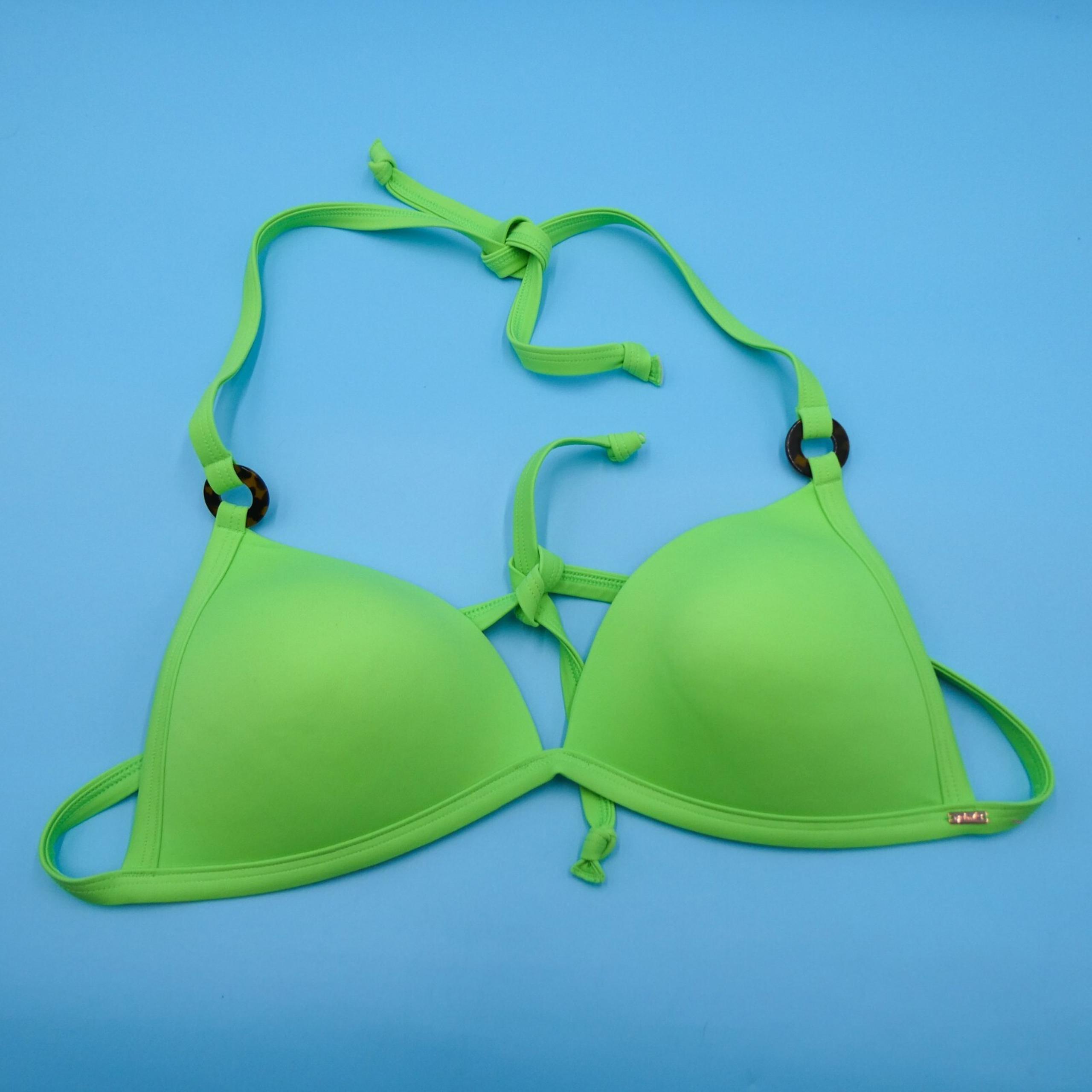 Victorias Secret XL Green Halter Padded Eyelet Swim Push Up Bikini Top Swimwear
