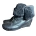 Gentle Souls Barnesicle Wedge leather boots with fur black size 7 1/2