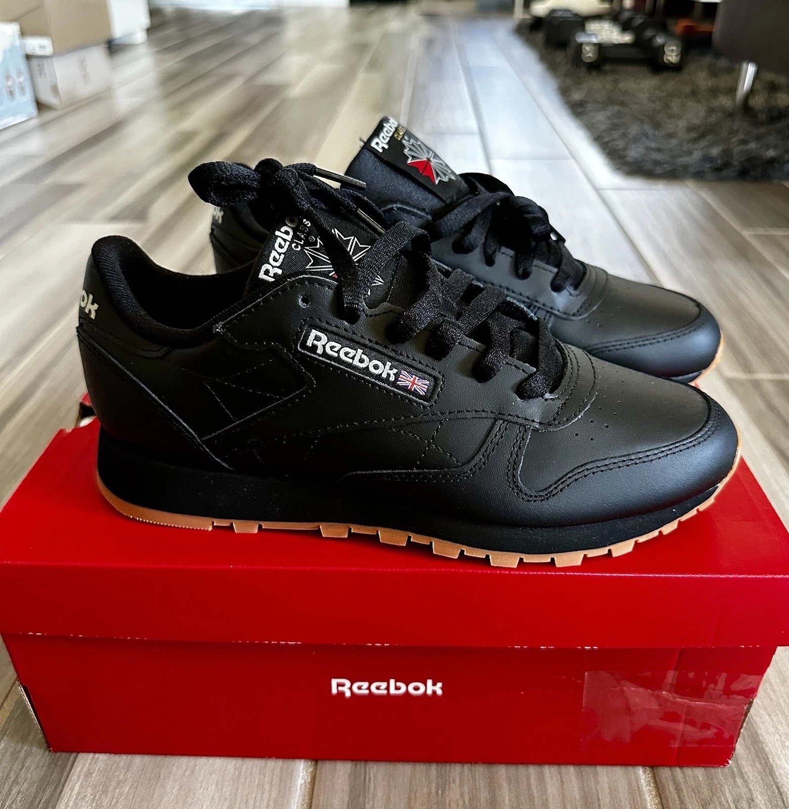Women's Reebok Classic Leather Running Shoes - GY0961 Core Black - Size 8