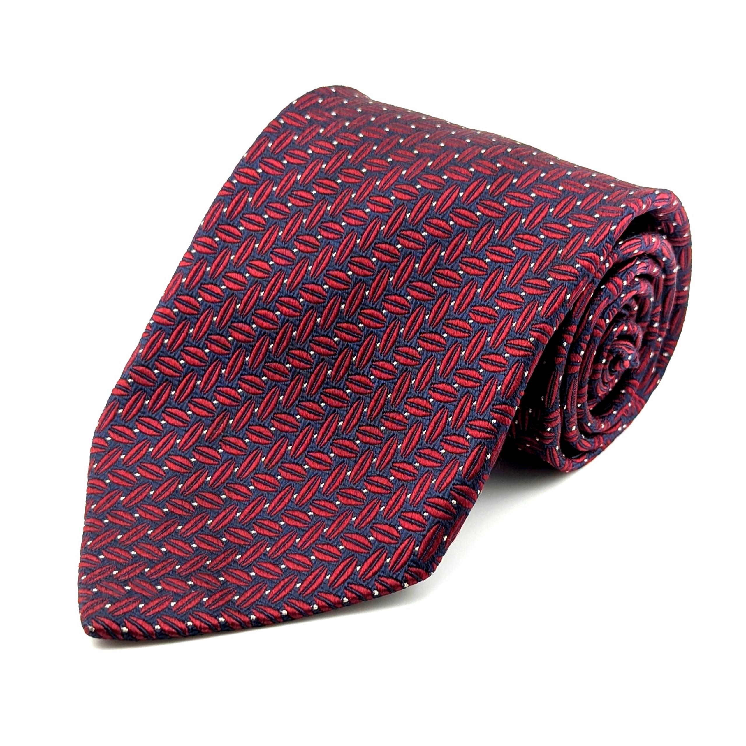 Barneys New York Silk Tie Geometric Traditional Woven Navy Maroon Wedding Season