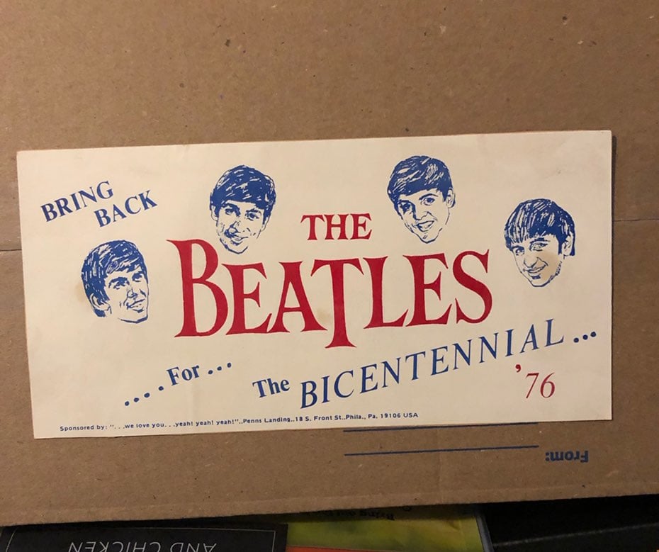 Vintage Small Bicentennial Beatles Sign